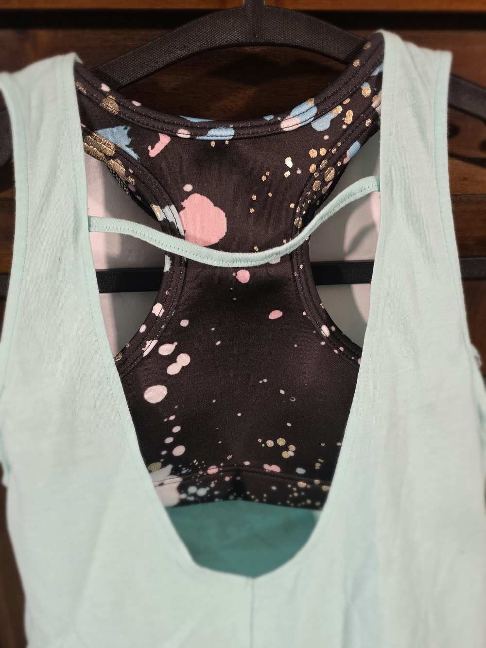 Justice Mint Tank Top and Black Splatter Gymnast Shorts Set - Picture 6 of 9